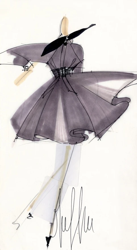 手绘服装效果图Gianfranco Ferre简洁线条时装设计插画草图- 堆糖，美图