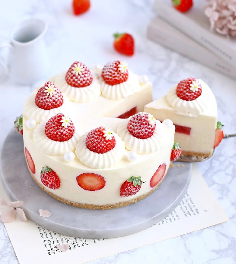 草莓乳酪芝士蛋糕 rare cheesecake レアチ… - 高清图片,堆糖,美图