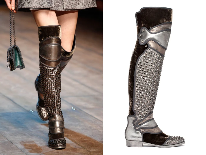 Dolce & Gabbana-铆钉护膝古罗马骑士靴- 堆糖，美图壁纸兴趣社区